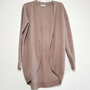 Babaton Taupe Open Front Long Cocoon Cardigan XS